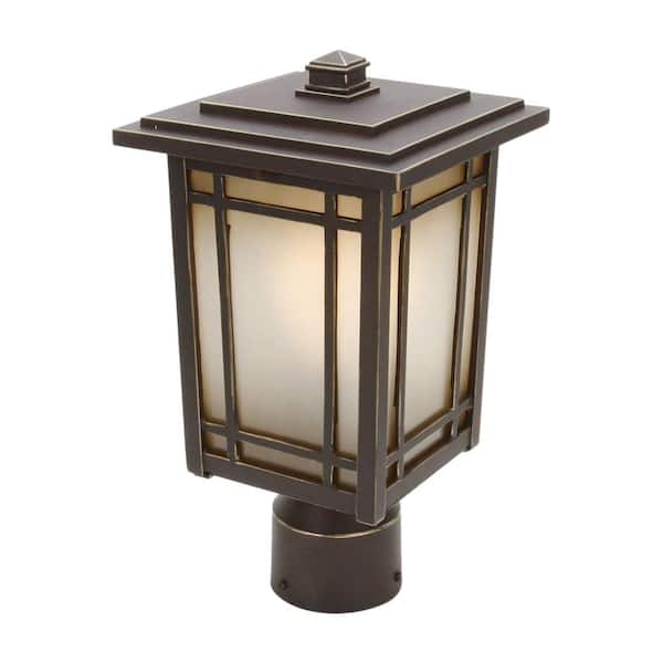 Home Decorators Collection Port Oxford 1-Light Oil-Rubbed Chestnut Outdoor Post Mount Lantern