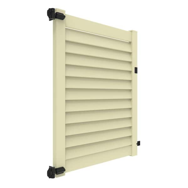 Louvered 5 ft. x 6 ft. Sand Vinyl Privacy Fence Gate