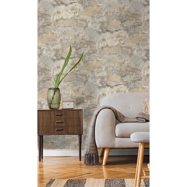 Brewster Quimby Grey Faux Concrete Paper Strippable Wallpaper Covers 756  sq ft 2909MLC143  The Home Depot
