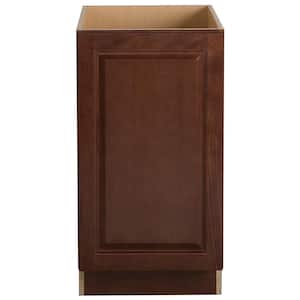 Benton Assembled 18x34.5x24.5 in. Base Cabinet with Pull Out Trash Can in Amber