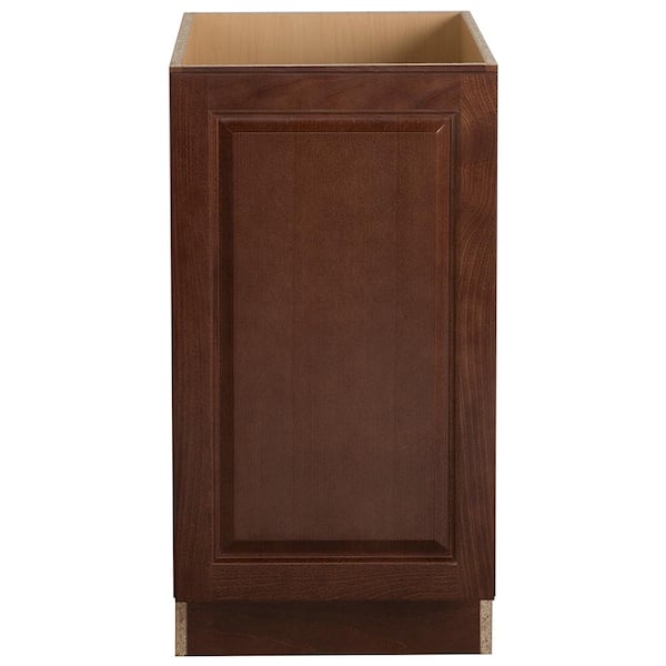 Hampton Bay Benton Assembled 18x34.5x24.5 in. Base Cabinet with Pull Out Trash Can in Amber
