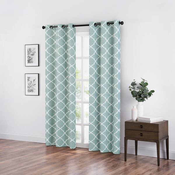 Eclipse Spa Geometric Blackout Curtain 42 In W X 95 L Fzh04laspa The Home Depot Eclipse Spa Geometric Blackout Curtain, Curtains 64 Inches Long