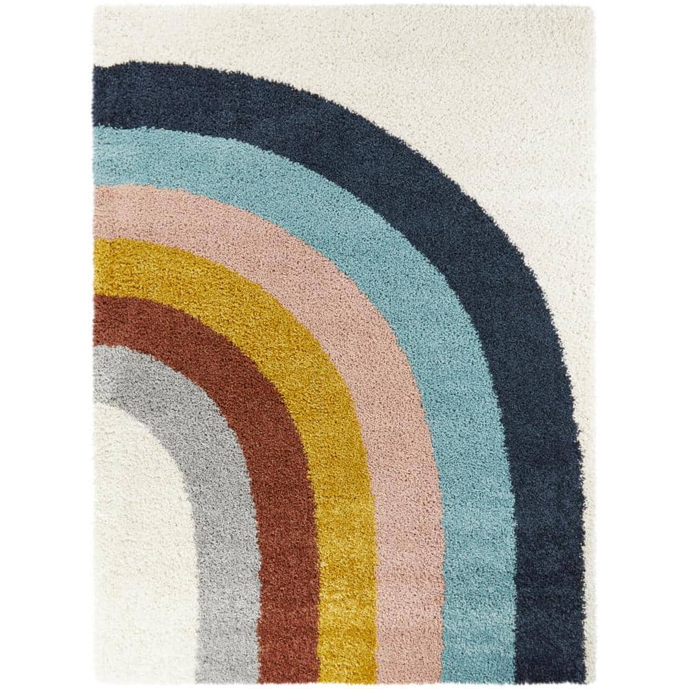 Amelia White Rainbow Shag Kids' Rug 8' x 10'