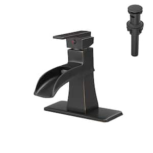 Advanced Single-Handle Single-Hole Bathroom Faucet with Deckplate Included in Oil Rubbed Bronze