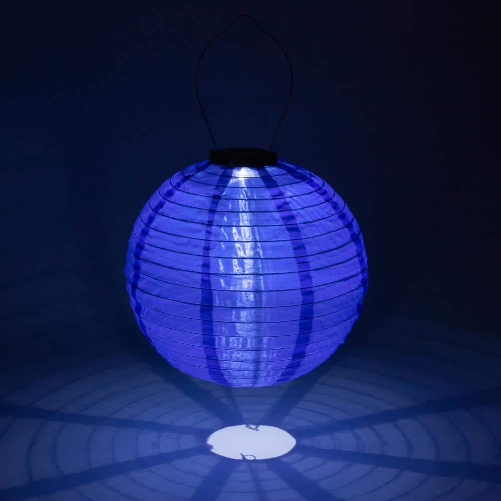 Cerulean Blue 12" Nylon Solar Lantern with LED Light