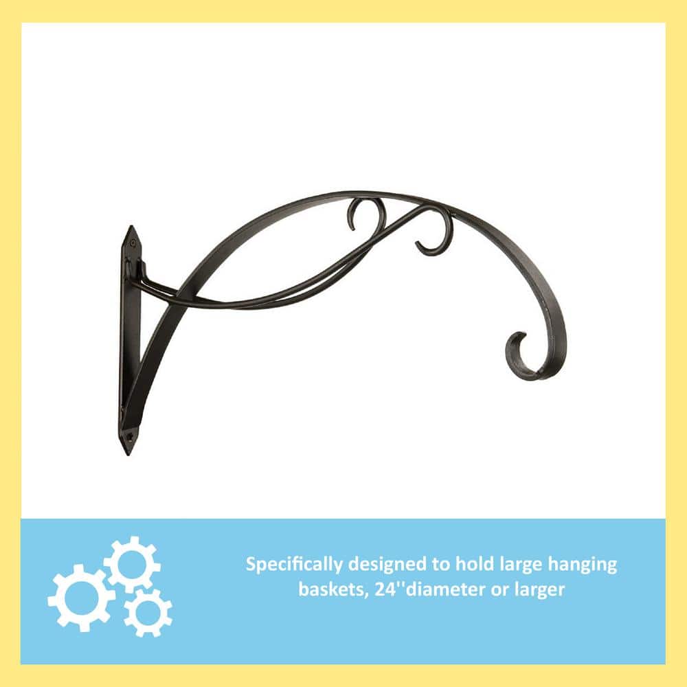 Black Steel Scroll Bracket for Large Hanging Baskets