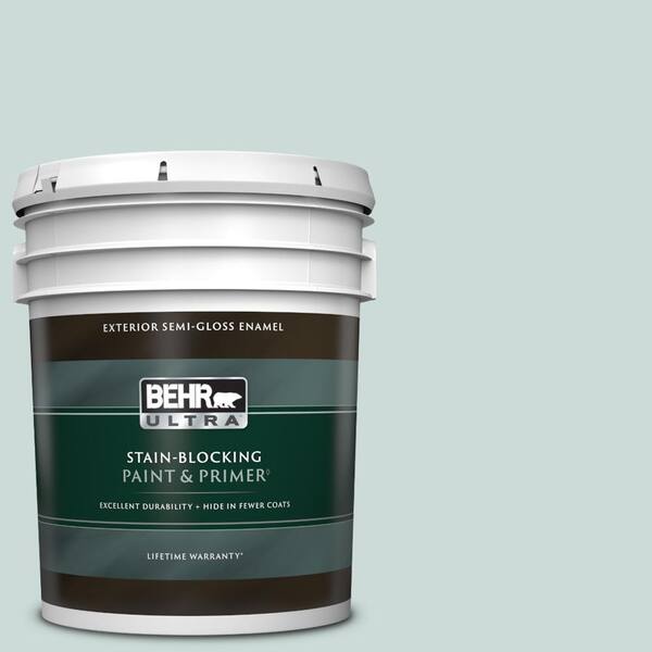 BEHR ULTRA 5 gal. #PPL-46 Blue Cypress Semi-Gloss Enamel Exterior Paint & Primer