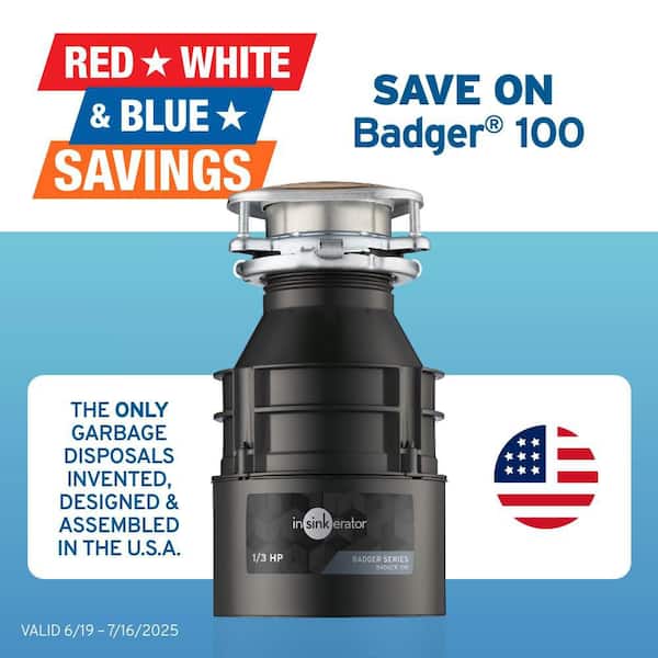 Badger 100, 1/3 HP Continuous Feed Kitchen Garbage Disposal, Badger Series