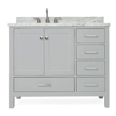 ARIEL Cambridge 49 in. Bath Vanity in Grey with Marble Vanity Top in ...