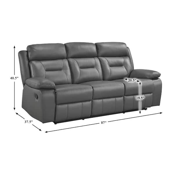 Lazzara Emillia 87 in. W. Pillow Top Arm Leather Rectangle 2-Piece