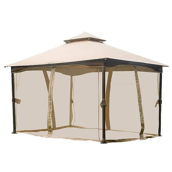 Siavonce 10 ft. x 13 ft. Gazebo, Outdoor Gazebo with Mosquito Netting, Metal Frame Double Roof Soft Top Patio Gazebo Canopy Tent