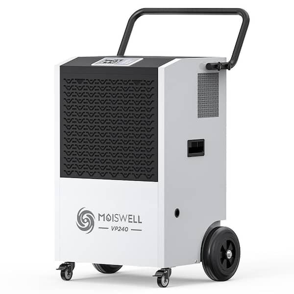 Moiswell 240 pt. 8,500 sq.ft. Bucketless Commercial Dehumidifier with Pump & 16.4 ft Drain Hose for Basement Warehouse in. White