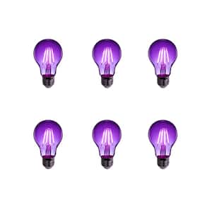 25-Watt Equivalent A19 Medium E26 Base Dimmable Filament Purple Colored LED Clear Glass Light Bulb (6-Pack)