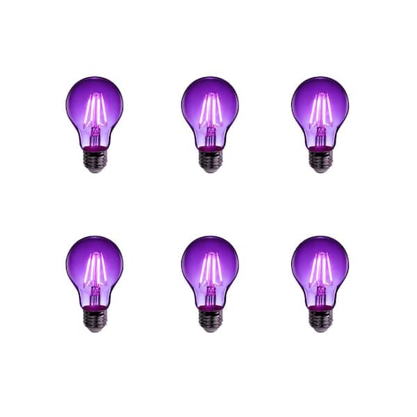 Feit Electric 25-Watt Equivalent A19 Dimmable Filament Purple Colored Glass E26 Medium Base LED Light Bulb (6-Pack)