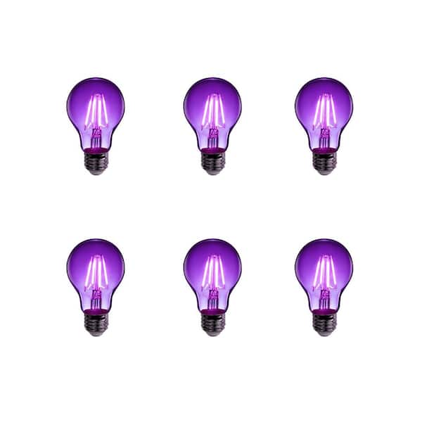 Feit Electric 25-Watt Equivalent A19 Dimmable Filament Purple Colored Glass E26 Medium Base LED Light Bulb (6-Pack)