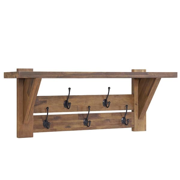 Alaterre Furniture Bethel Acacia Wood 40 in W Coat Hook with Shelf ANTR2930  - The Home Depot