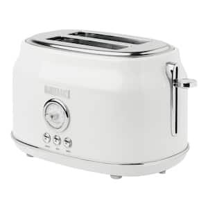 Dorset 900-Watt 2-Slice Wide Slot Ivory Retro Toaster with Removable Crumb Tray and Adjustable Settings