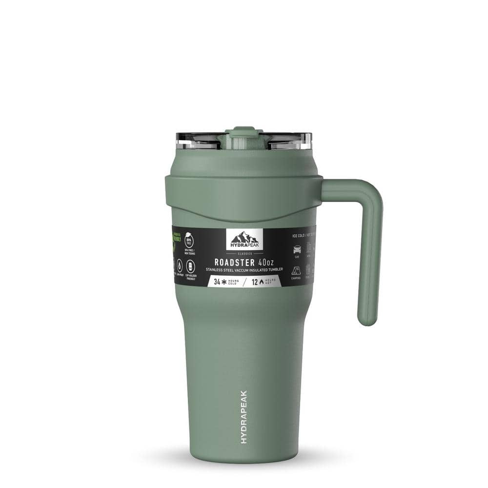 HYDRAPEAK Roadster 40 oz. Green Stainless Steel Dual Lid Vacuum Sealed