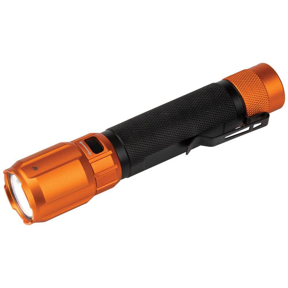 Rechargeable Black and Orange LED Flashlight with Holster