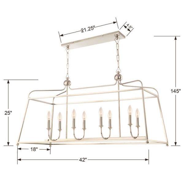 Sylvan Polished Nickel 8-Light Rectangular Chandelier