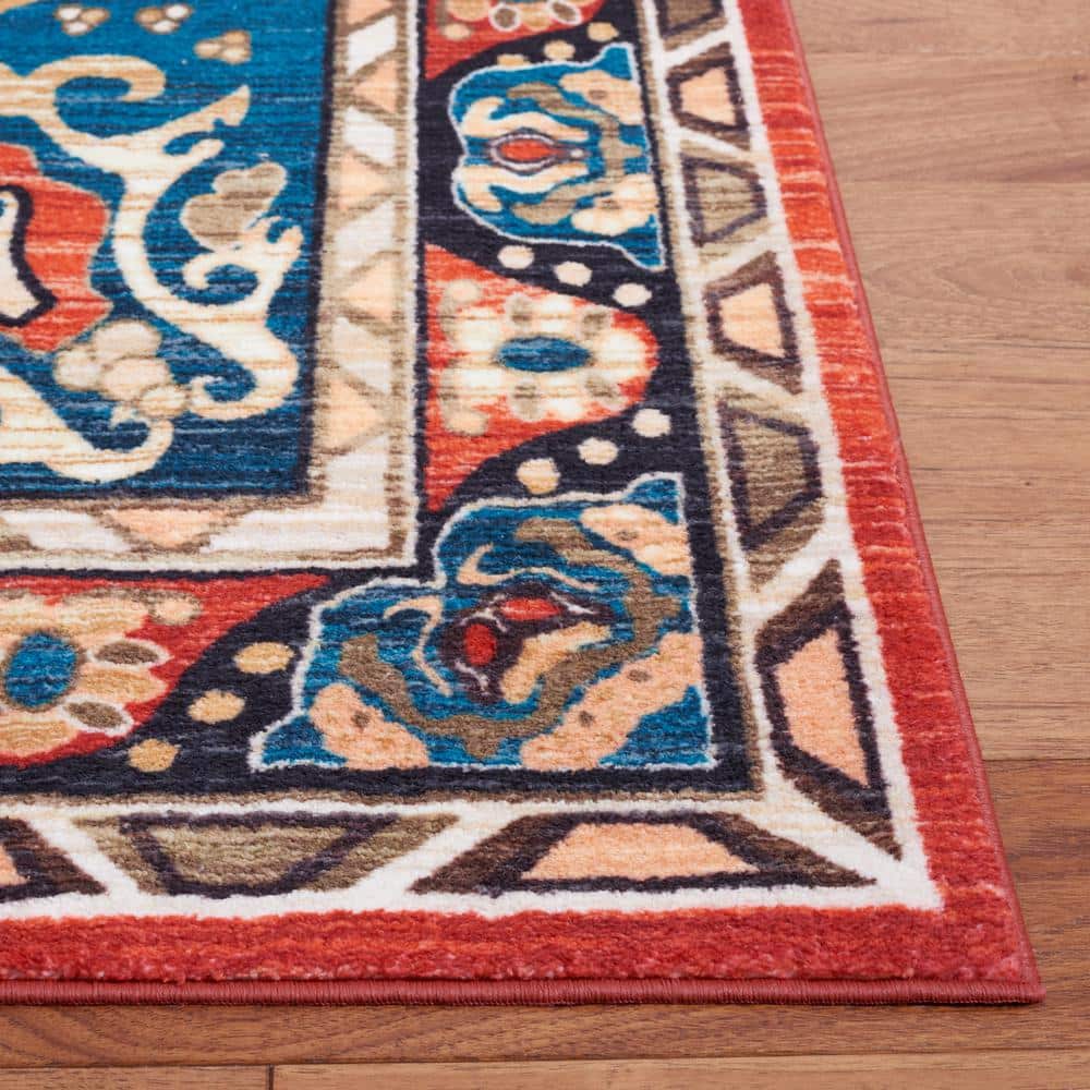 Riviera Elegance 5'5" x 7'7" Black & Red Synthetic Non-Slip Area Rug