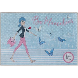 Miraculous Ladybug Light Blue 3 ft. 3 in. x 5 ft. Be Miraculous Area Rug