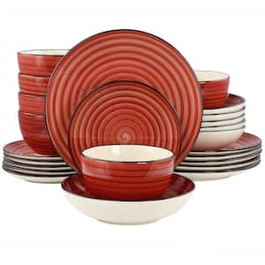 Gia 24-Piece Stoneware Dinnerware Set in Red