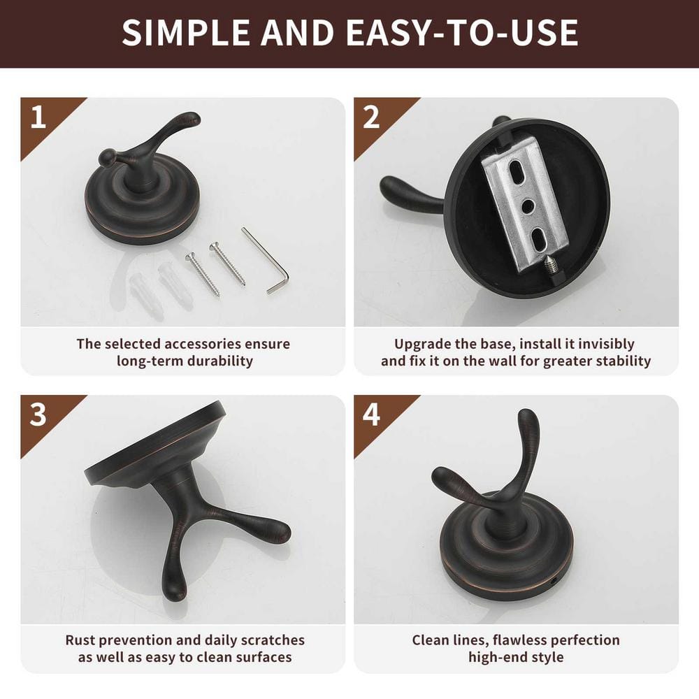 Oil Rubbed Bronze Traditional Zinc Bathroom Double Hook