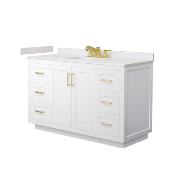 Miranda 54 in. Single Freestanding White Bath Vanity with White Cultured Marble Top Assembled