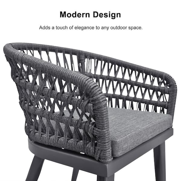 11-Piece Aluminum All-Weather PE Rattan Rectangular Outdoor Dining Set with Cushion, Gray