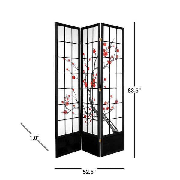 7 ft. Black 3-Panel Room Divider