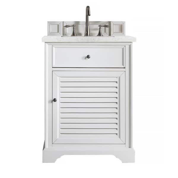 James Martin Vanities Savannah 26 in. W x 23.5 in.D x 34.3 in.H Single Vanity in Bright White with Quartz Top in Eternal Jasmine Pearl