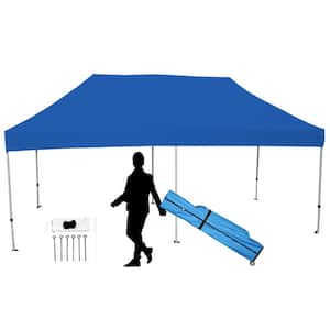 Goliath 10 ft. x 20 ft. Silver Frame Instant Pop Up Tent with Blue Cover