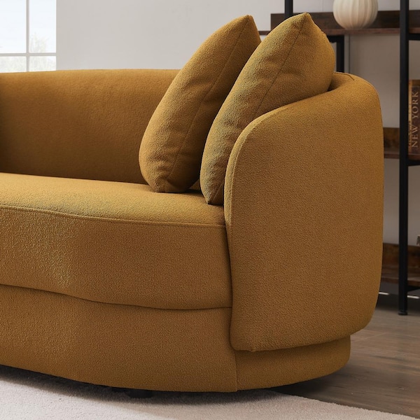 Ashcroft Furniture Co Juno 85 in. Round Arm 3-Seater Sofa in Dark Yellow  HMD00477 - The Home Depot