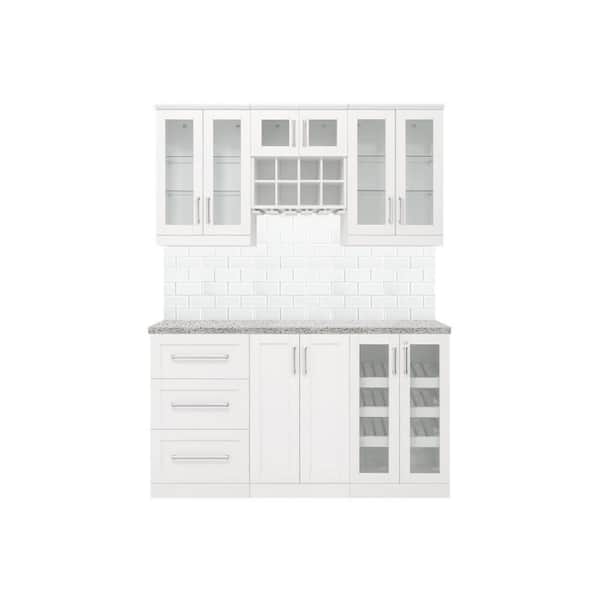 NewAge Products Home Bar White Cabinet Set (7-Piece)