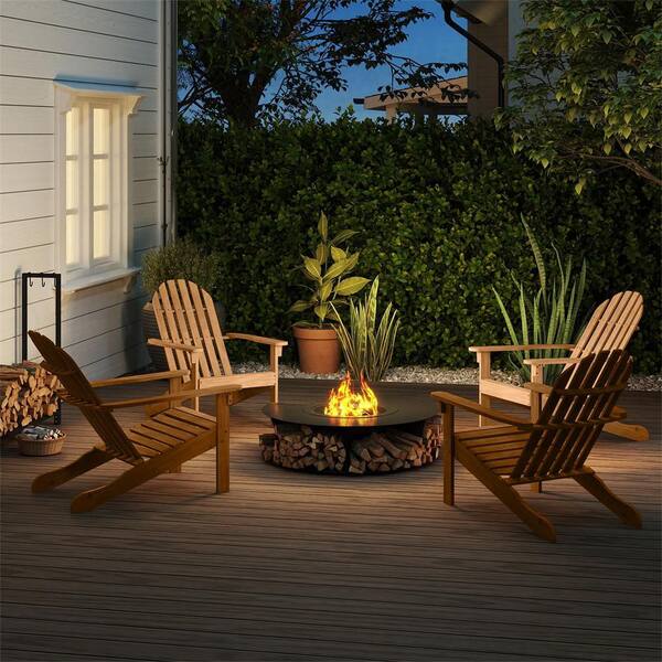 HONEY JOY Outdoor Adirondack ChairSolid Acacia Wood Fire Pit Chair
