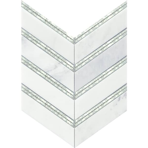 EMSER TILE Intrigue Mirror 11.64 in. x 12.19 in. Chevron Polished Marble Mosaic Tile (0.985 sq. ft./Each, Sold in Case of 5 Pieces)