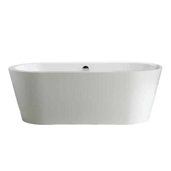 MTD Vanities Delmar 67 in. Acrylic Flatbottom Non-Whirlpool Bathtub in White