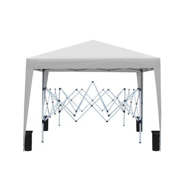 Sudzendf 10 ft. x 10 ft. Gray Pop-Up Canopy Gazebo Tent with Removable Sidewall, Windows, Carry Bag and 4pcs Weight bag