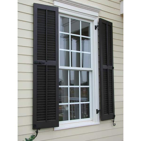 Ekena Millwork 15 In X 49 Exterior Real Wood Pine Louvered Shutters Pair White Rwl15x049whp The Home Depot Real Wood Pine Louvered Shutters Pair, Outdoor Window Shutters Home Depot
