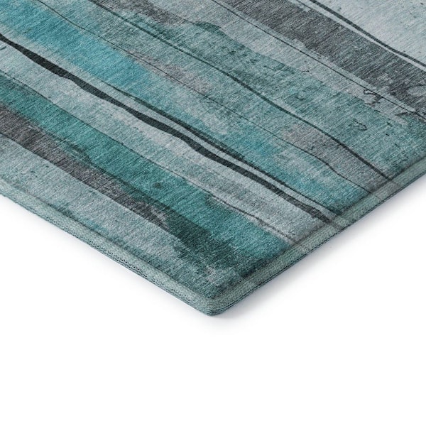 Mayfield Premium Machine Washable Abstract AMF1874 Teal 9 ft. x 12 ft. Area Rug