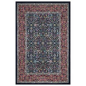 Tokyo Collection Non-Slip Rubberback Border Design 3x5 Indoor Area Rug, 3 ft. 3 in. x 5 ft., Navy/Red