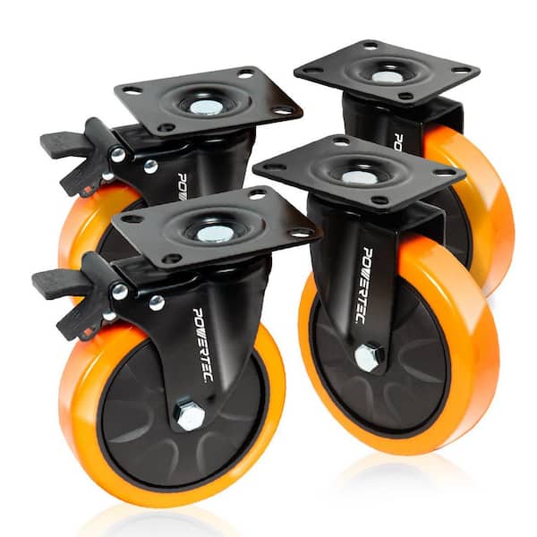 6 in. Swivel Caster Wheels with Dual Locking Brake-1390 lbs. Loads Heavy Duty Industrial Grade (4-Pack)