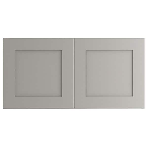 Hampton Bay Edson Shaker Assembled 30x15x12.5 in. Wall Cabinet in Gray