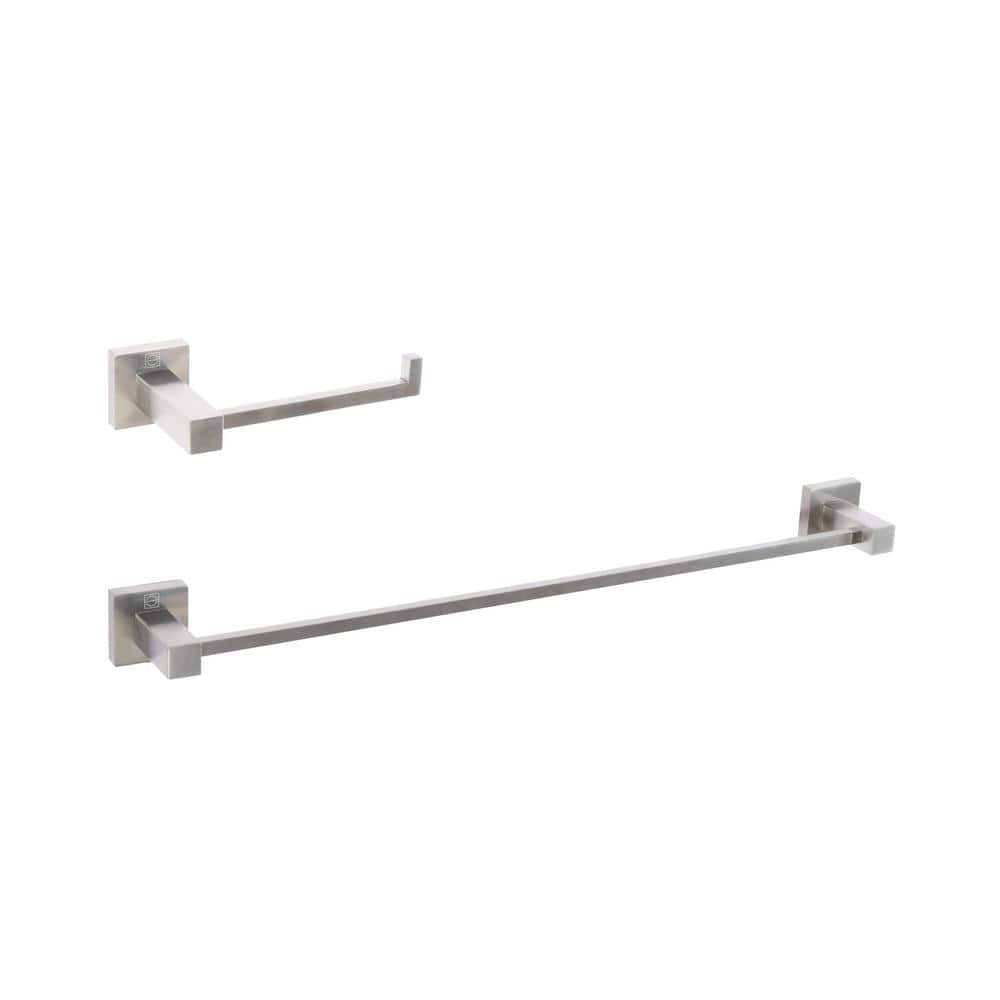 Timeless Home 2-Piece Bath Hardware Set with Mounting Hardware in Brushed N