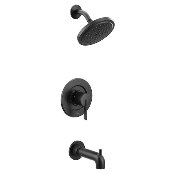 Cia 1 Handle Wall Mounted Tub and Shower Trim Kit with Spout in Matte Black (Valve Not Included)