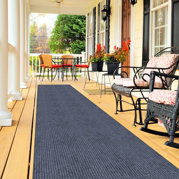 Ottomanson Utility Collection Waterproof Non-Slip Rubberback Solid 3x5 Indoor/Outdoor Entryway Mat, 2 ft. 7 in. x 5 ft., Black