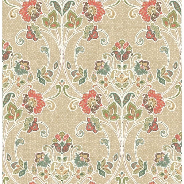 A-Street Prints Willow Coral Nouveau Floral Paper Strippable Roll (Covers 56.4 sq. ft.)