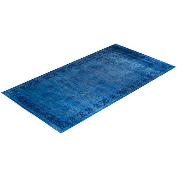Overdyed Blue 8 ft 3 in x 16 ft 2 in Wool Indoor Area Rug