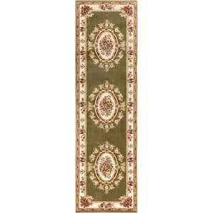 Timeless Le Petit Palais Green 2 ft. 7 in. x 12 ft. Traditional Runner Rug